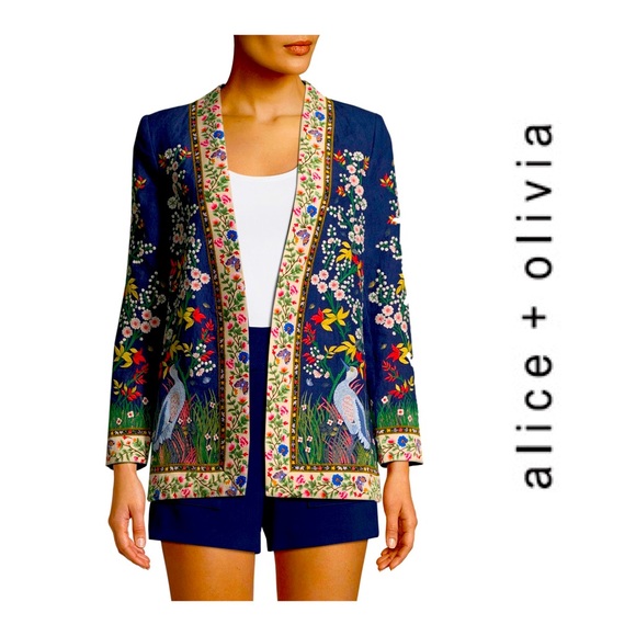 Alice + Olivia Jackets & Blazers - Alice + Olivia Jenice embroidered linen Jacket M